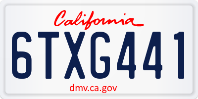 CA license plate 6TXG441
