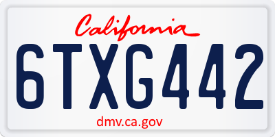 CA license plate 6TXG442