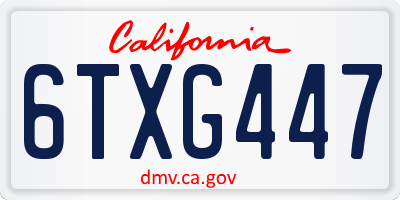 CA license plate 6TXG447