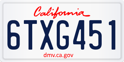 CA license plate 6TXG451