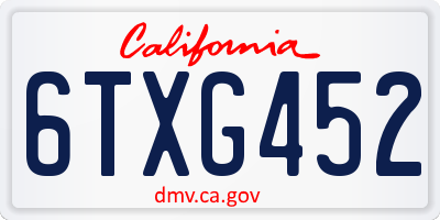 CA license plate 6TXG452