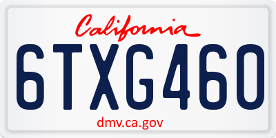 CA license plate 6TXG460