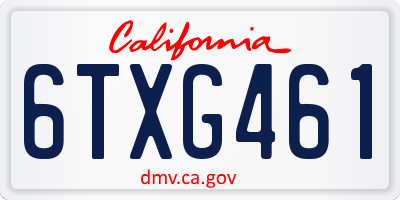 CA license plate 6TXG461