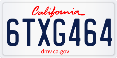 CA license plate 6TXG464