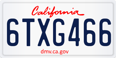 CA license plate 6TXG466