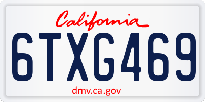 CA license plate 6TXG469