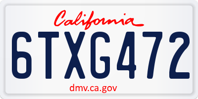 CA license plate 6TXG472