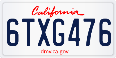 CA license plate 6TXG476