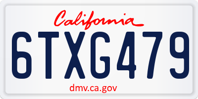 CA license plate 6TXG479