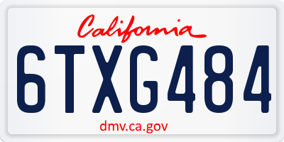CA license plate 6TXG484