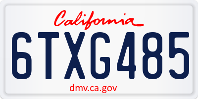 CA license plate 6TXG485
