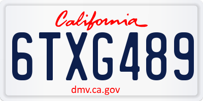 CA license plate 6TXG489