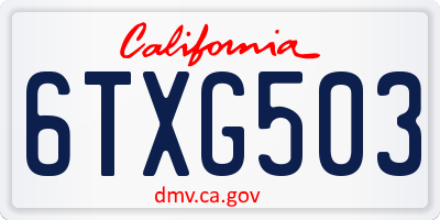 CA license plate 6TXG503