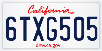 CA license plate 6TXG505