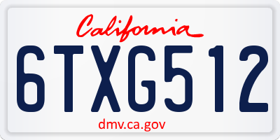 CA license plate 6TXG512