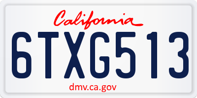 CA license plate 6TXG513