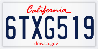 CA license plate 6TXG519