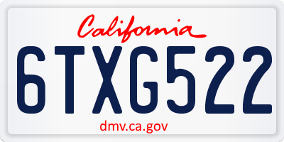 CA license plate 6TXG522