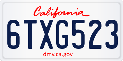 CA license plate 6TXG523