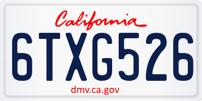 CA license plate 6TXG526