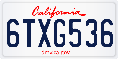 CA license plate 6TXG536