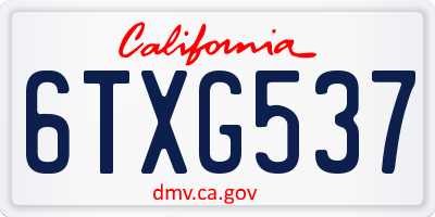 CA license plate 6TXG537