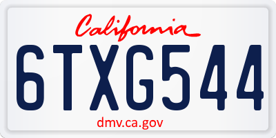 CA license plate 6TXG544
