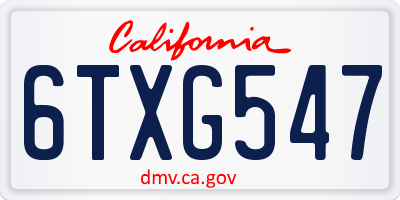 CA license plate 6TXG547