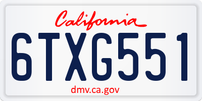 CA license plate 6TXG551