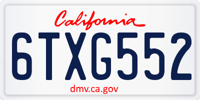 CA license plate 6TXG552