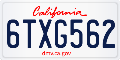 CA license plate 6TXG562