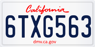 CA license plate 6TXG563