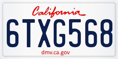 CA license plate 6TXG568