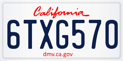 CA license plate 6TXG570