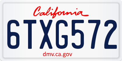 CA license plate 6TXG572