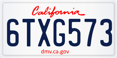 CA license plate 6TXG573