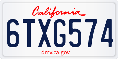 CA license plate 6TXG574
