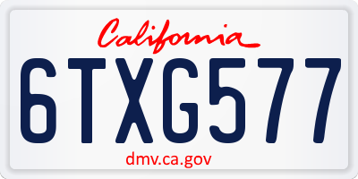 CA license plate 6TXG577