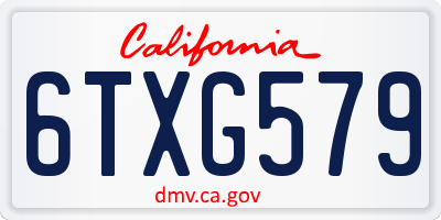 CA license plate 6TXG579