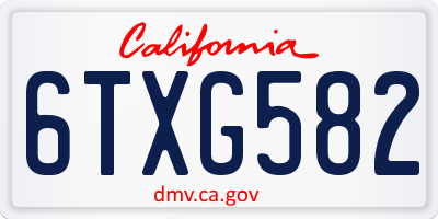 CA license plate 6TXG582