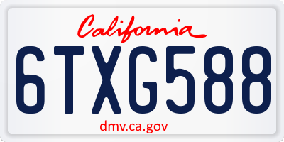 CA license plate 6TXG588