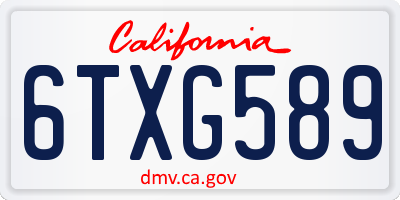 CA license plate 6TXG589