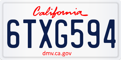 CA license plate 6TXG594