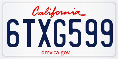 CA license plate 6TXG599