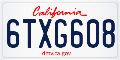 CA license plate 6TXG608