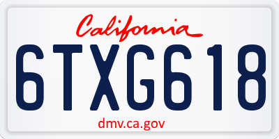CA license plate 6TXG618