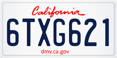 CA license plate 6TXG621