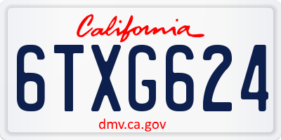 CA license plate 6TXG624