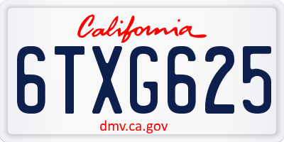 CA license plate 6TXG625