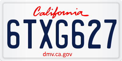 CA license plate 6TXG627